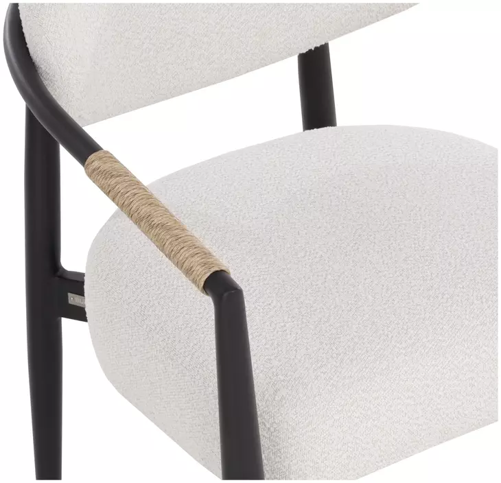 Merrowyn Black and Louis Cream Performance Fabric Dining Arm Chair