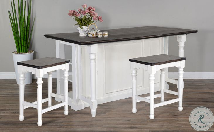Autumn Echo White 13" Drop Leaf Kitchen Island