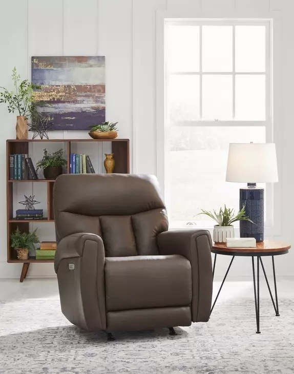 Sutton Chocolate Leather Zero Gravity Triple Power Recliner with USB Charging