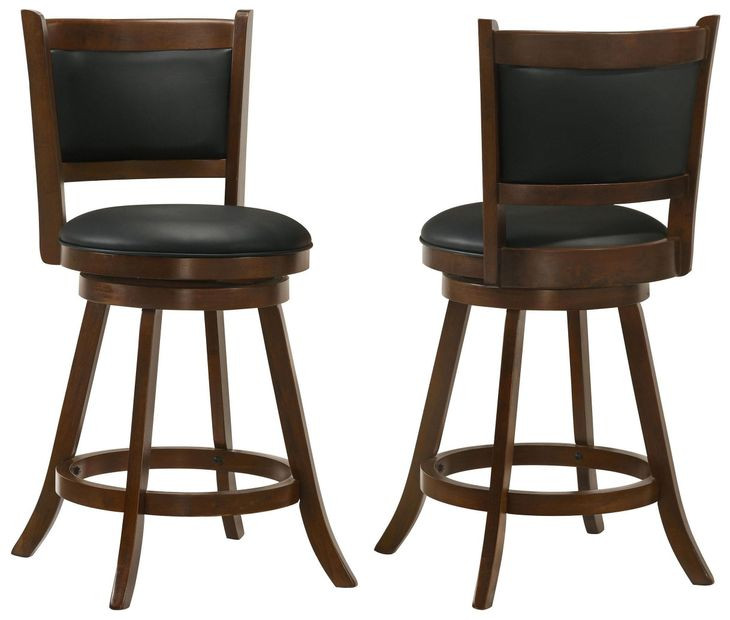 Broxton Chestnut And Black Upholstered Swivel Counter Height Stool Set of 2