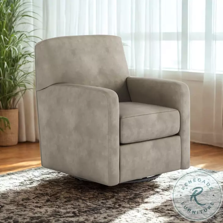 Flash Dance Cobblestone Leather Swivel Glider Chair