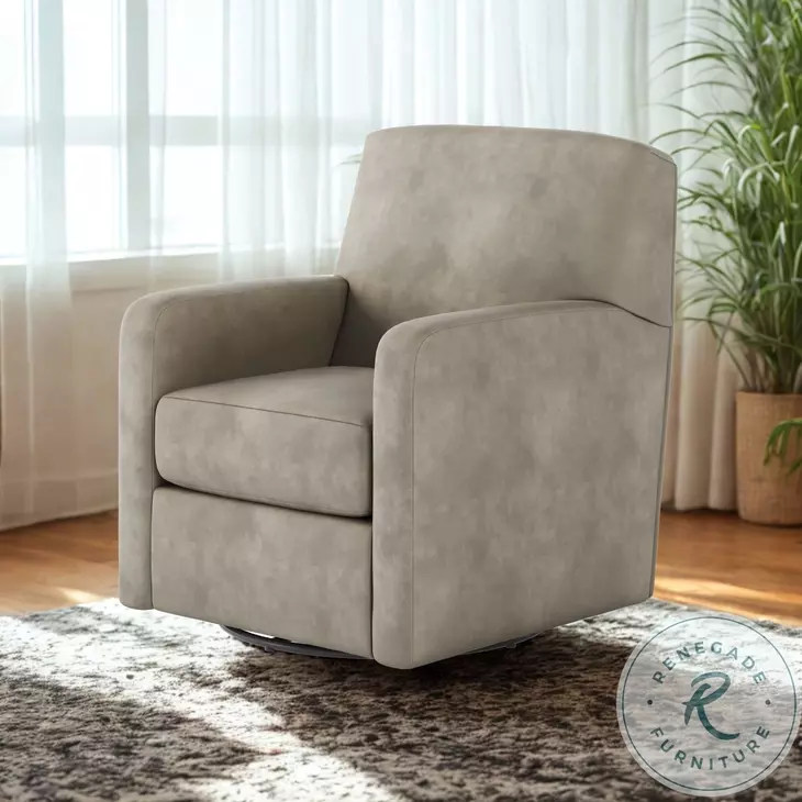 Flash Dance Cobblestone Leather Swivel Glider Chair