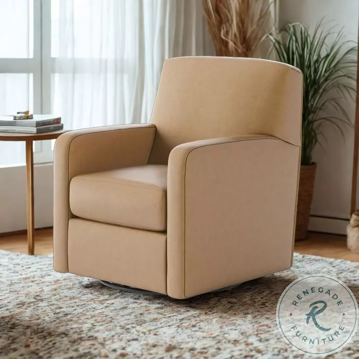 Flash Dance Caramel Leather Swivel Glider Recliner