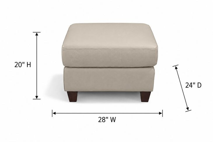 Millbrook Taupe Plain Leather Upholstered Rectangular Ottoman
