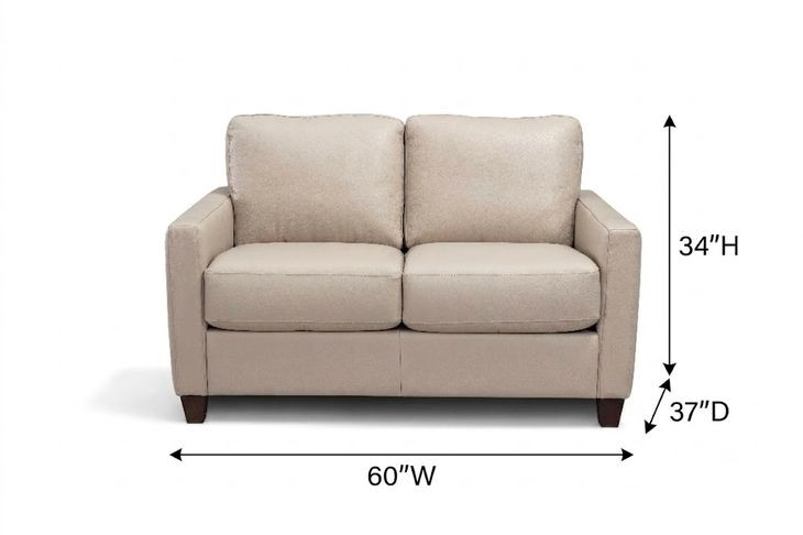 Millbrook Taupe Plain Leather 60" Loveseat