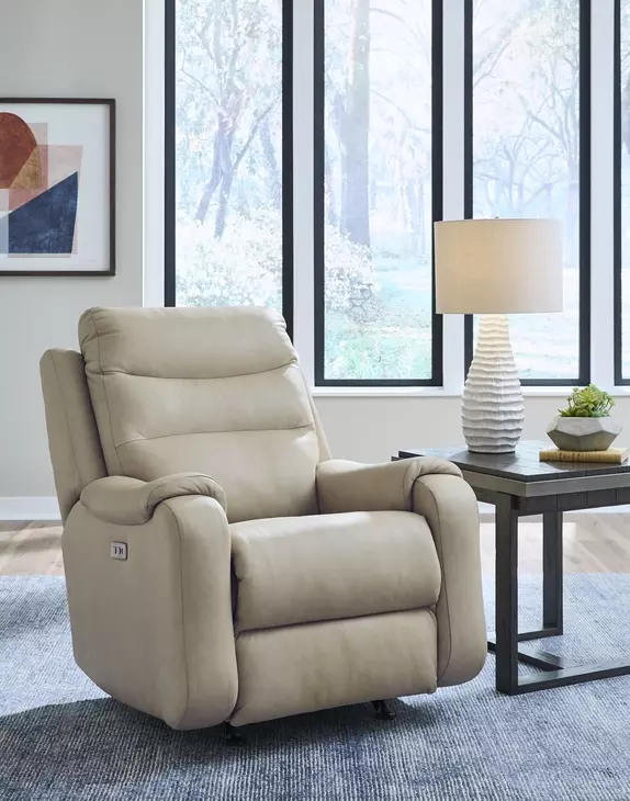 Sheridan Linen Leather Zero Gravity Power Recliner with Power Headrest and USB Charging