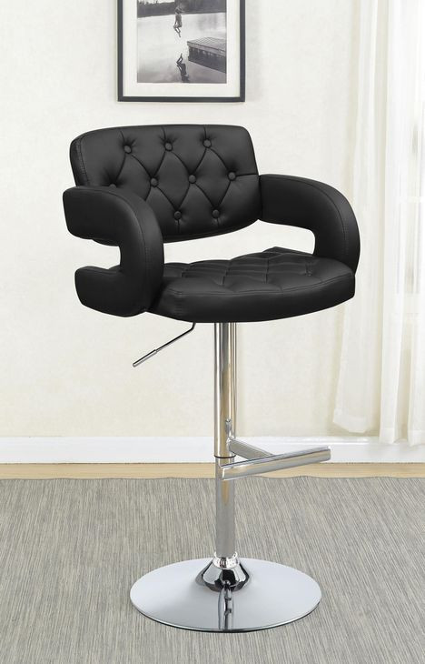 Brandi Black And Chrome 29" Adjustable Height Bar Stool