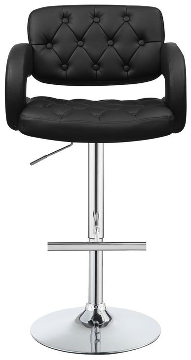 Brandi Black And Chrome 29" Adjustable Height Bar Stool