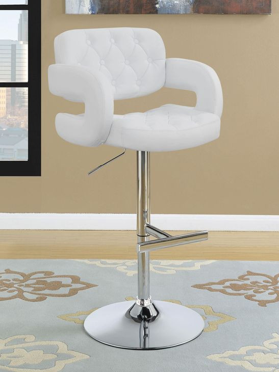 Brandi Chrome And White 29" Adjustable Height Bar Stool