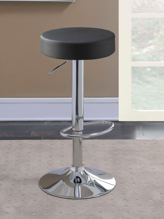 Ramses Chrome And Black 29" Adjustable Bar Stool