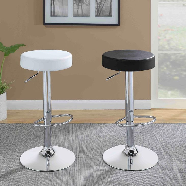 Ramses Chrome And Black 29" Adjustable Bar Stool