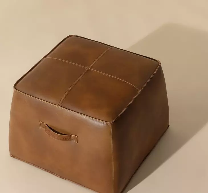 Ashford Tobacco Tan Upholstered Square Ottoman