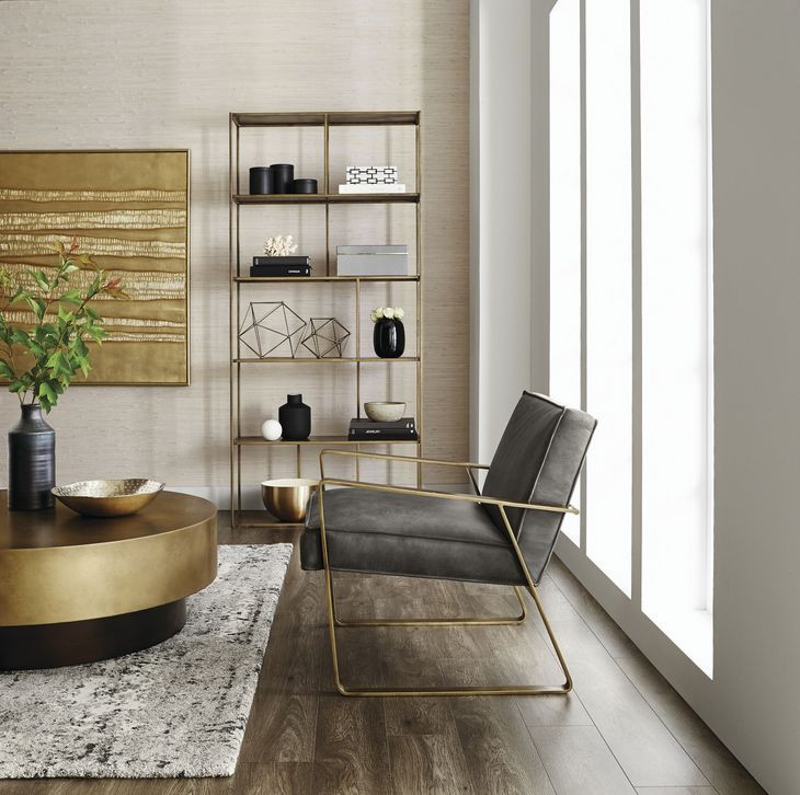 Eiffel Antique Brass 34" Tall Bookcase