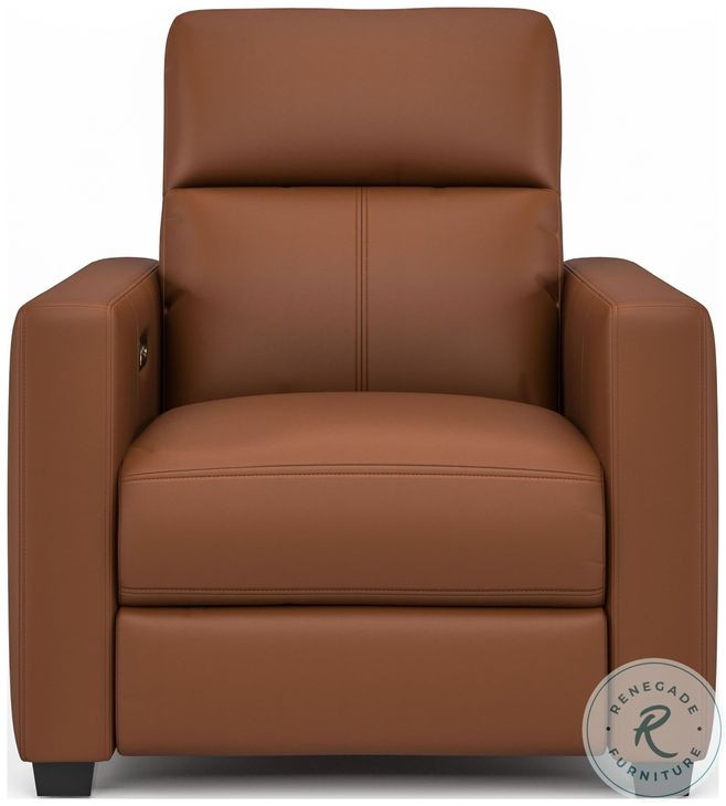 Broadway Cinnamon Leather Power High Leg Recliner with Power Headrest