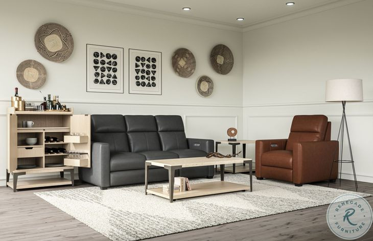 Broadway Cinnamon Leather Power High Leg Recliner with Power Headrest