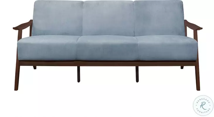 Carlson Blue Gray Velvet Sofa