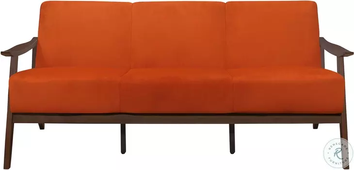 Carlson Orange Velvet Sofa