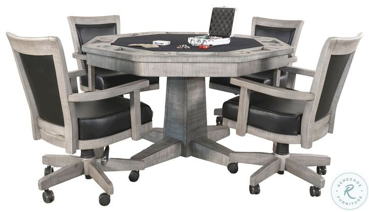 Elmcrest Gray 5 Piece Reversible Game and Dining Poker Table Set