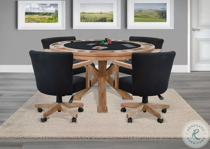 Hearthwood Haven Natural 5 Piece Reversible Game and Dining Poker Table Set