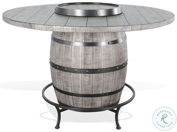 Elmcrest Gray Round Counter Height Dining Table with Lazy Susan