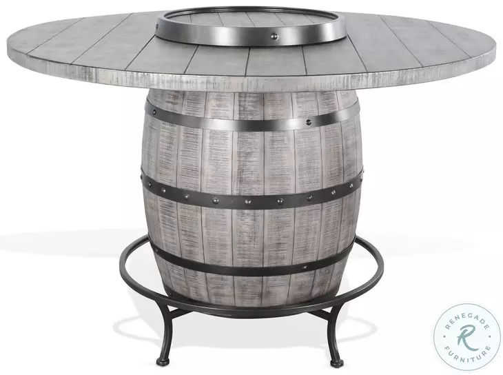 Elmcrest Gray Round Counter Height Dining Table with Lazy Susan