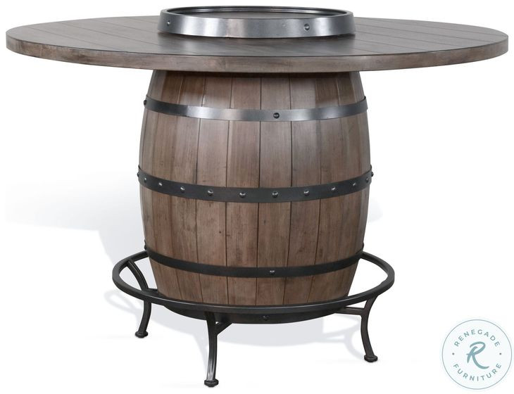 Velden Hollow Natural Round Counter Height Dining Table with Lazy Susan