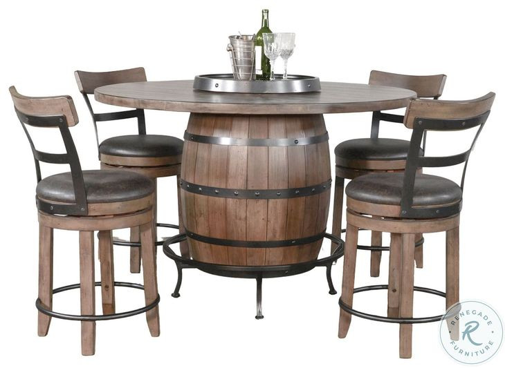 Velden Hollow Natural Round Counter Height Dining Table with Lazy Susan