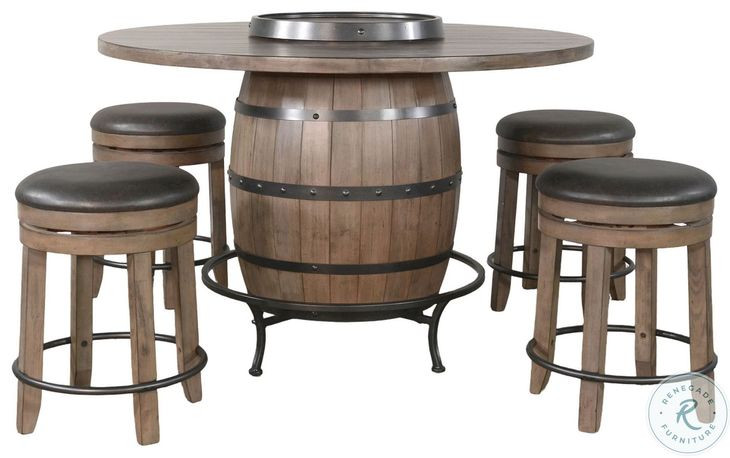 Velden Hollow Natural Round Counter Height Dining Table with Lazy Susan