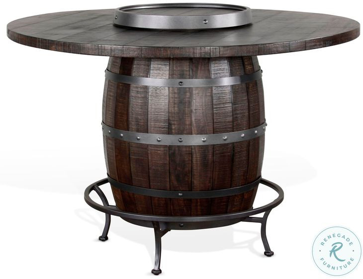 Havenstead Dark Brown Round Counter Height Dining Table with Lazy Susan
