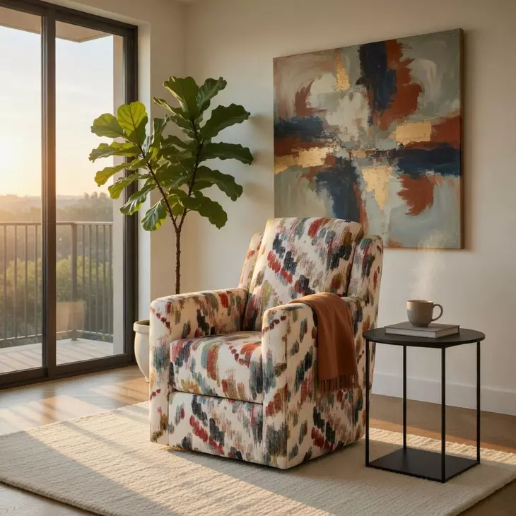 Diva Fiesta Upholstered Swivel Glider Accent Chair