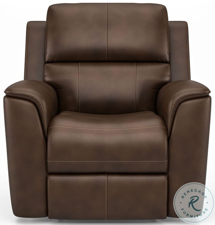 Henry Brown Leather Power Recliner with Power Headrest and Lumbar