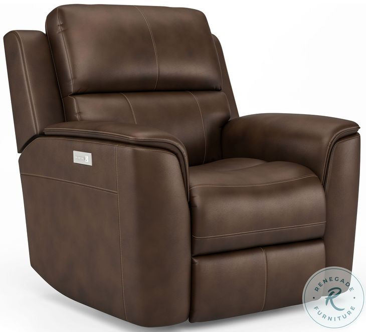 Henry Brown Leather Power Recliner with Power Headrest and Lumbar