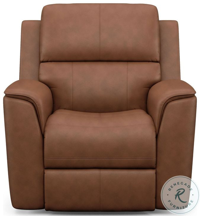 Henry Russet Leather Power Recliner with Power Headrest and Lumbar