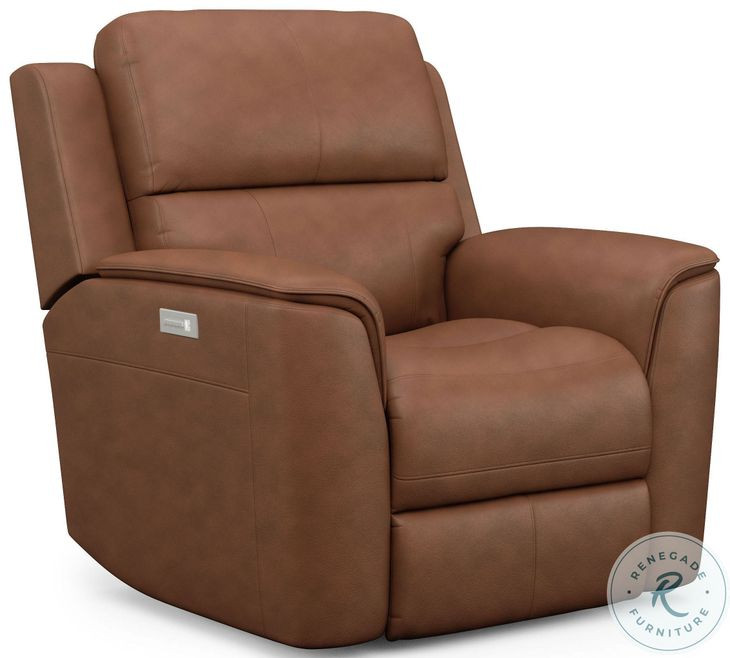 Henry Russet Leather Power Recliner with Power Headrest and Lumbar