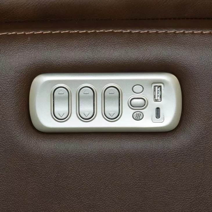 Henry Burnt Umber Leather Swivel Gliding Power Recliner with USB Charging and Heat Massage