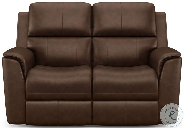 Henry Brown Leather Power Reclining Loveseat with Power Headrest and Lumbar
