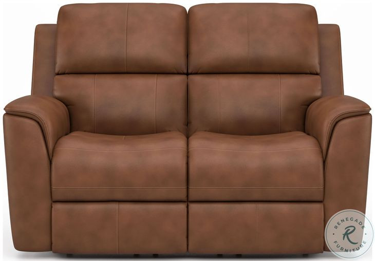 Henry Russet Leather Power Reclining Loveseat with Power Headrest and Lumbar