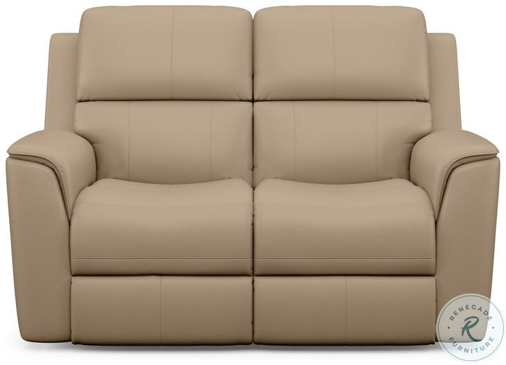 Henry Brown Leather Power Reclining Loveseat with Power Headrest and Lumbar