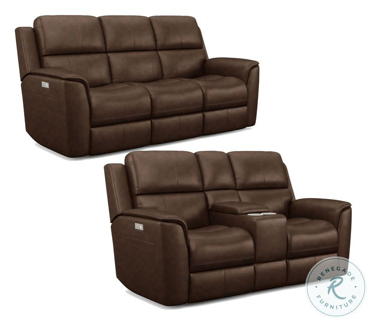 Henry Brown Leather Power Recliner with Power Headrest and Lumbar