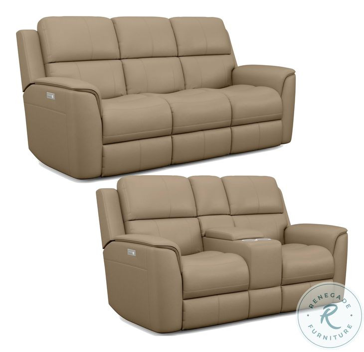 Henry Brown Leather Power Recliner with Power Headrest and Lumbar