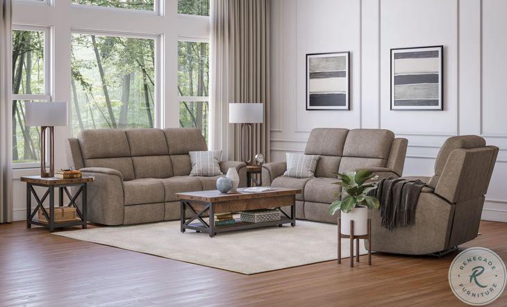 Henry Brown Power Reclining Loveseat with Power Headrest and Lumbar