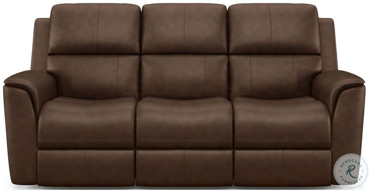 Henry Brown Leather Power Reclining Sofa with Power Headrest and Lumbar