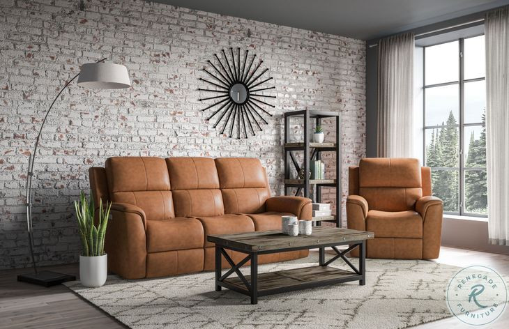 Henry Russet Leather Power Recliner with Power Headrest and Lumbar