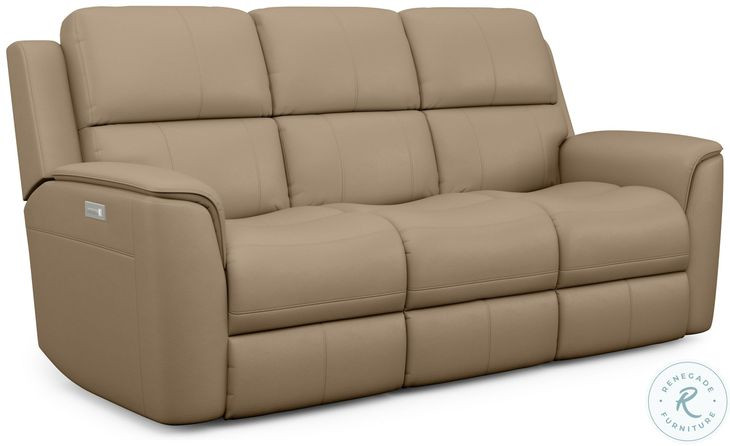 Henry Brown Leather Power Reclining Sofa with Power Headrest and Lumbar