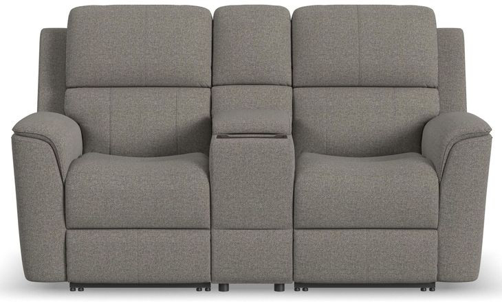 Henry Brown Power Reclining Console Loveseat with Power Headrest and Lumbar