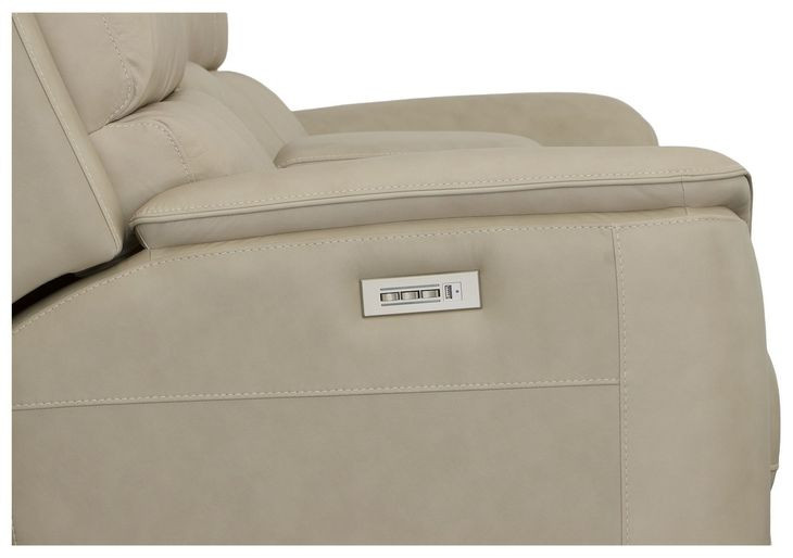 Henry Brown Leather Power Reclining Console Loveseat with Power Headrest and Lumbar
