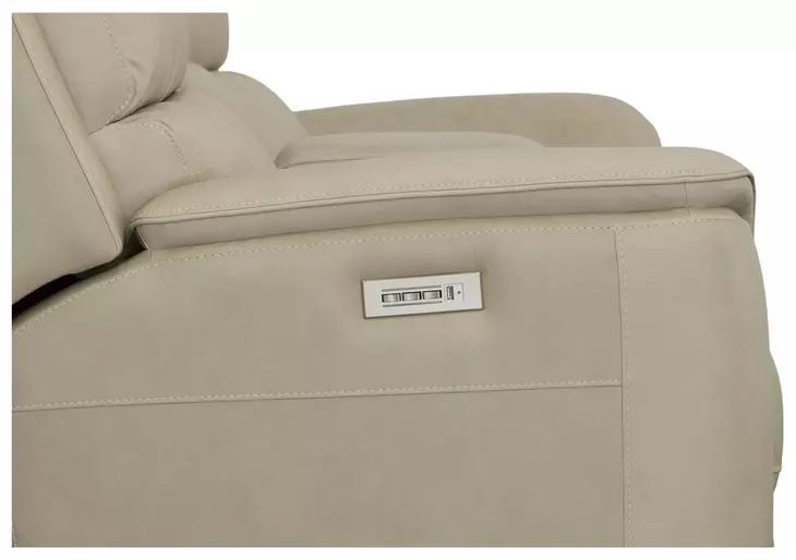 Henry Brown Leather 75" Power Reclining Console Loveseat with Power Headrest and Lumbar