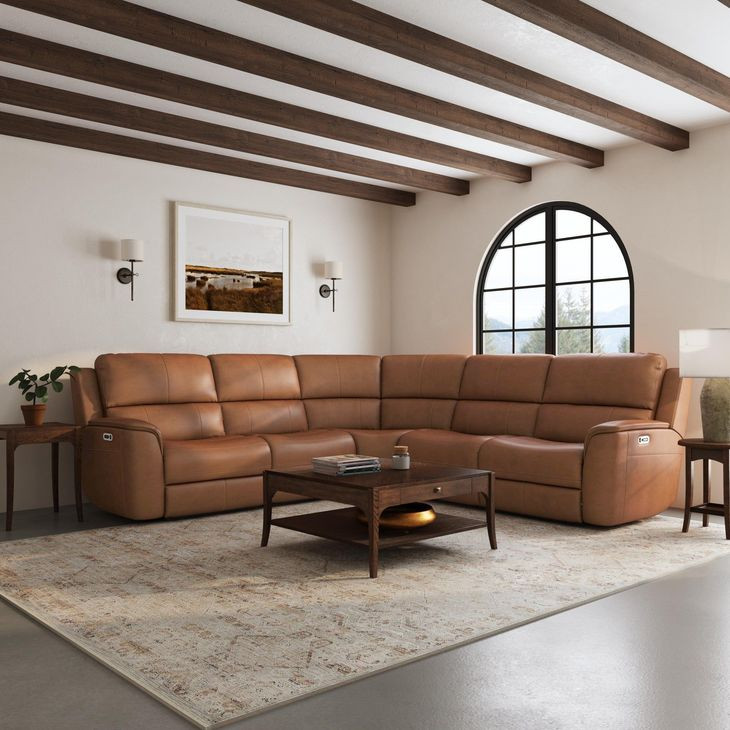 Henry Caramel Leather Modular Zero Gravity Power Reclining Sectional