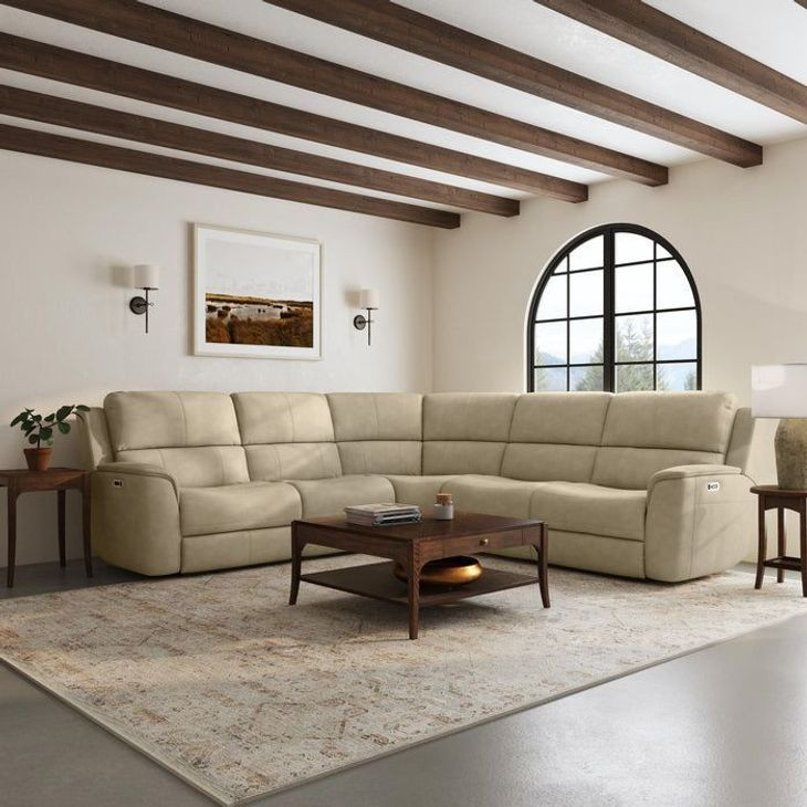 Henry Beige Leather Modular Zero Gravity Power Reclining Sectional