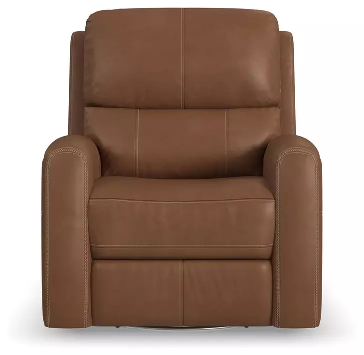 Linden Caramel Leather Zero Gravity Swivel Gliding Power Recliner with USB Charging and Heat Massage